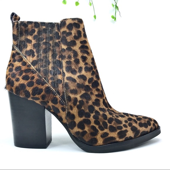 NWOT Marc Fisher Alva Leopard Genuine Leather Bootie - Picture 1 of 14